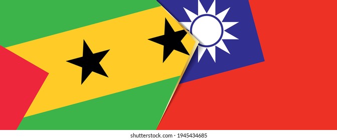 Sao Tome and Principe and Taiwan flags, two vector flags symbol of relationship or confrontation.