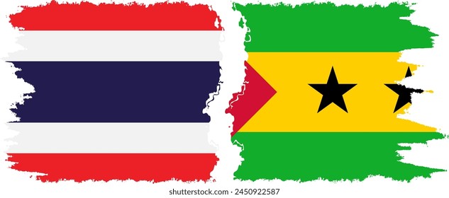 Sao Tome and Principe and Thailand grunge flags connection, vector