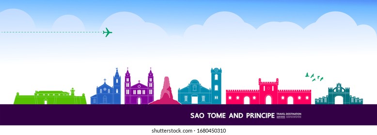 Sao Tome and Principe travel destination grand vector illustration. 