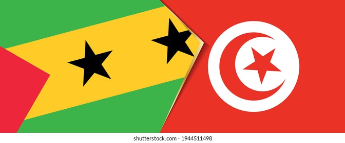 Sao Tome and Principe and Tunisia flags, two vector flags symbol of relationship or confrontation.