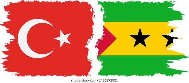 Sao Tome and Principe and Turkey grunge flags connection, vector