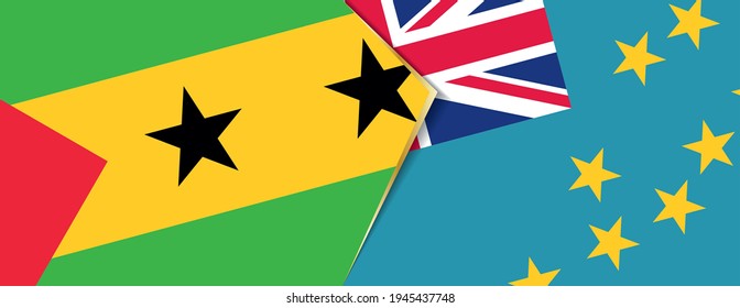 Sao Tome and Principe and Tuvalu flags, two vector flags symbol of relationship or confrontation.