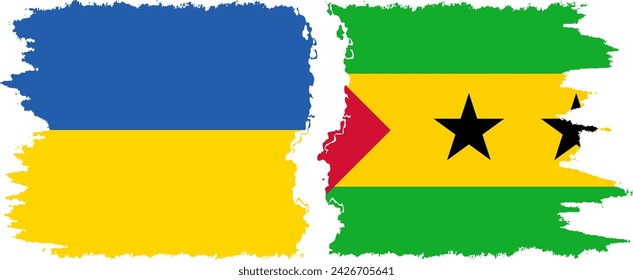 Sao Tome and Principe and Ukraine grunge flags connection, vector