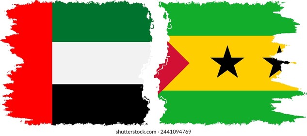 Sao Tome and Principe and United Arab Emirates grunge flags connection, vector