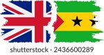 Sao Tome and Principe and United Kingdom grunge flags connection, vector