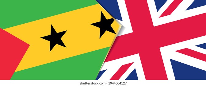 Sao Tome and Principe and United Kingdom flags, two vector flags symbol of relationship or confrontation.