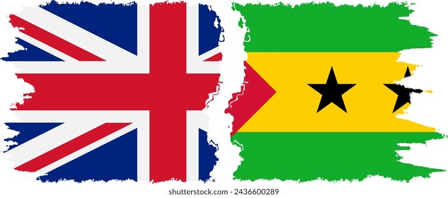 Sao Tome and Principe and United Kingdom grunge flags connection, vector