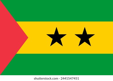 Sao Tome and Principe vector flag in official colors and 3:2 aspect ratio.