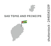 Sao Tome and Principe vector map with the flag inside. Map of the Sao Tome and Principe with the national flag isolated on white background. Vector illustration