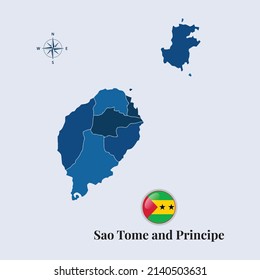 Sao Tome and Principe vector map and flag, Flag map of Sao Tome and Principe, vector