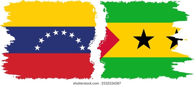 Sao Tome and Principe and Venezuela grunge flags connection, vector