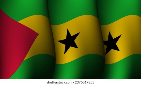 sao tome and principe waving flag background design on sunset view vector illustration suitable for poster, social media design event on sao tome and principe