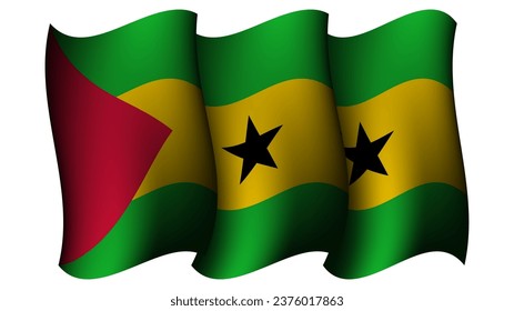 sao tome and principe waving flag design vector illustration suitable for feast day moment or event poster design on sao tome and principe