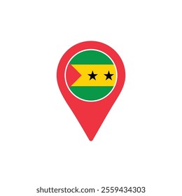 Sao Tomo and Principe location pin with national flag