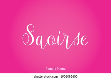 Saoirse Female name - in Stylish Lettering Cursive Typography Text Pink Color Gradient Background 