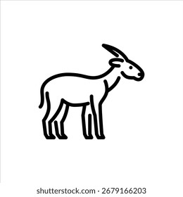 ícone de contorno da vista lateral de saola. ilustração da linha preta de saola.