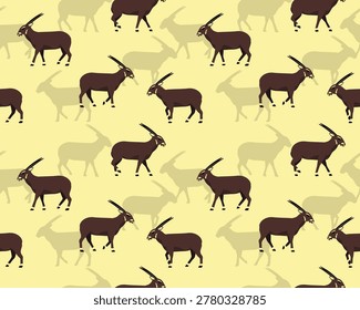 Saola Spindlehorn Walking Seamless Pattern Background