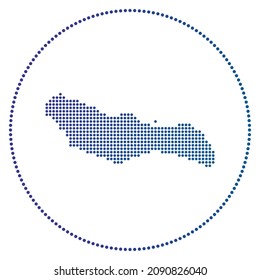 Saona Island digital badge. Dotted style map of Saona Island in circle. Tech icon with gradiented dots. Superb vector illustration.