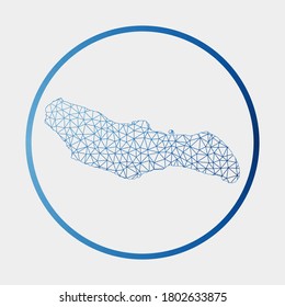 Saona Island icon. Network map of the island. Round Saona sign with gradient ring. Technology, internet, network, telecommunication concept. Vector illustration.