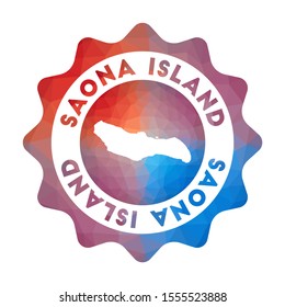 Saona Island low poly logo. Colorful gradient travel logo in geometric style. Multicolored polygonal Saona Island rounded sign with map for your infographics.