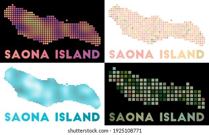 Mapa de la isla de Saona. Colección del mapa de la isla de Saona en estilo punteado. Ilustración vectorial.