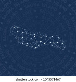 Saona Island network style island map. Magnetic space style, modern design for infographics or presentation.