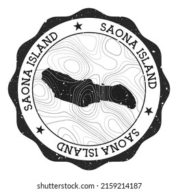 Saona Island outdoor stamp. Round sticker with map with topographic isolines. Vector illustration. Can be used as insignia, logotype, label, sticker or badge of the Saona Island.