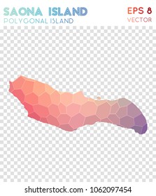 Saona Island polygonal, mosaic style island map. Marvelous low poly style, modern design for infographics or presentation.