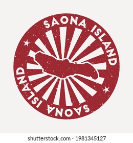 Sello de la isla Saona. Sello de caucho rojo de viaje con forma de borde, ilustración vectorial. Puede utilizarse como insignia, logotipo, etiqueta, pegatina o insignia de la isla Saona.