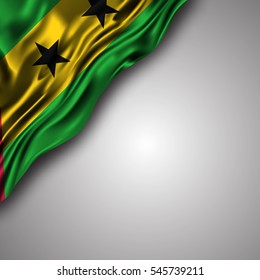 sao-tome waving silky flag isolated on gray background, can be used in many topic like national day, sao-tome independence day and any national and international  events