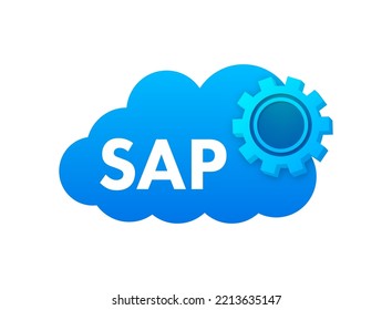 SAP Business process automation software. Cloud software. Vector stock illustration.