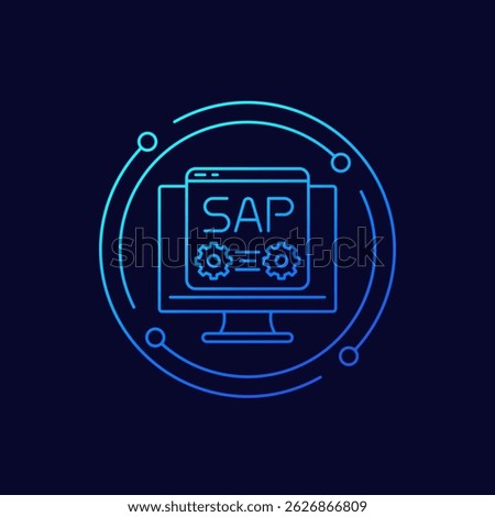SAP business software icon, linear design