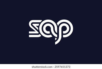SAP Creative Unique Modern Letter Logo Design. Stylized logo featuring a unique letter design, presenting abstract minimalist aesthetics and modern appeal.