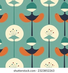 Sap Green Forest Mint Aqua Terra Geometric Abstract Scandinavian Design Seamless Pattern Wallpaper Background