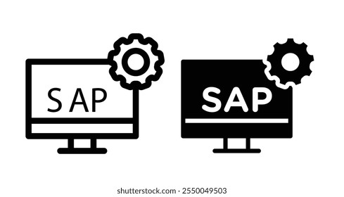 Conjunto de iconos SAP en negro y línea llena.