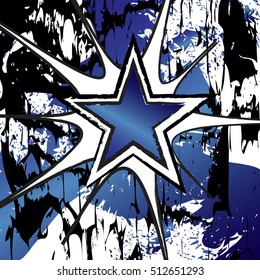 Saphire colored rock n roll grunge star vector background