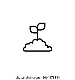 Ilustración del icono de acoplamiento aislada en fondo blanco - hoja en el icono del suelo con estilo de línea