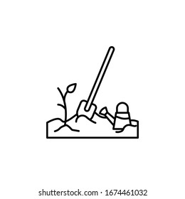 Sapling, spade, watering can icon. Simple line, outline vector elements of spring icons for ui and ux, website or mobile application