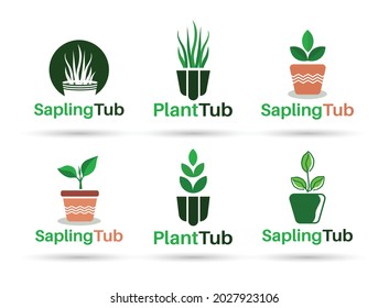 Sapling Tub logo design - Plant tub logo