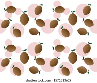 sapodilla fruit design pattern vector for background, backdrop, wallpaper.