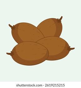 Ilustración de icono de dibujos animados de diseño plano de fruta de Sapodilla