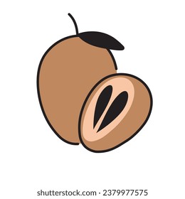 sapodilla Fruit Vector Art, Iconos y Gráficos, frutas frescas