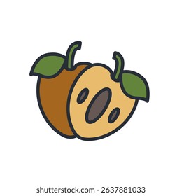 sapodilla icon collection .design style with background
