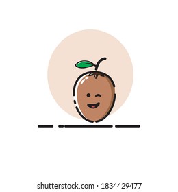 Sapodilla icon cute vector illustration eye wink expression