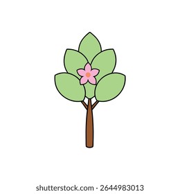 uma sapodilha com flores rosadas e luz