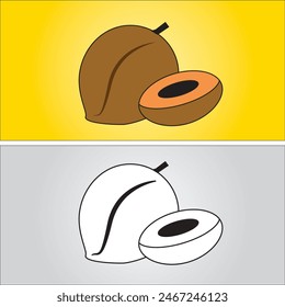 Arte de diseño de Vector de Sapodilla y archivo EPS.