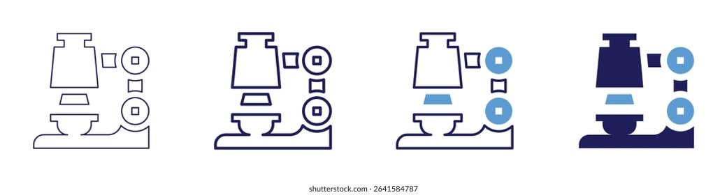 Saponification reaction icon in 4 different styles. Thin Line, Line, Bold Line, Duotone. Duotone style. Editable stroke.