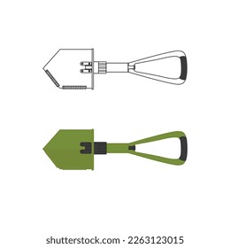 Hoja de zapador. Icono en material gráfico y símbolo vectorial de estilo de línea