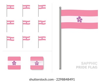 Indicador Sapphic Pride Waving Animation App Vector