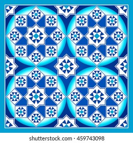 Sapphire Blue Arabesque Mosaic Pattern Background